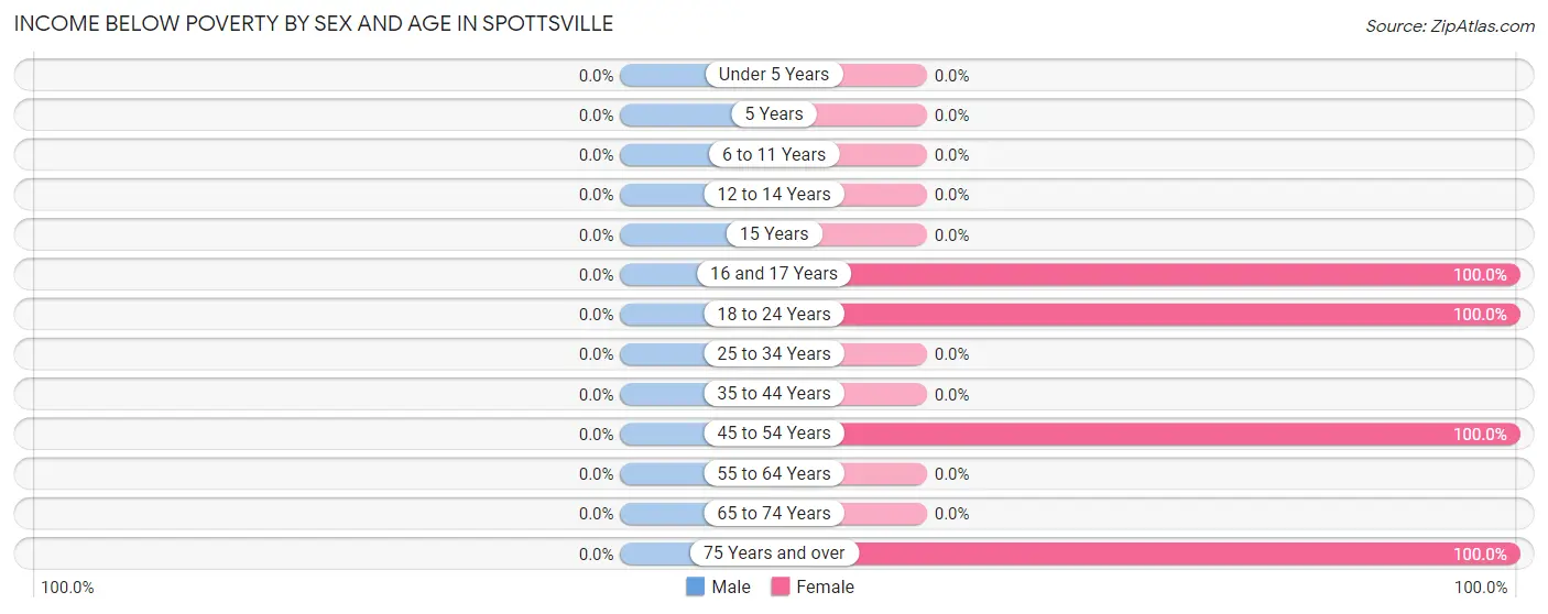 Income Below Poverty by Sex and Age in Spottsville