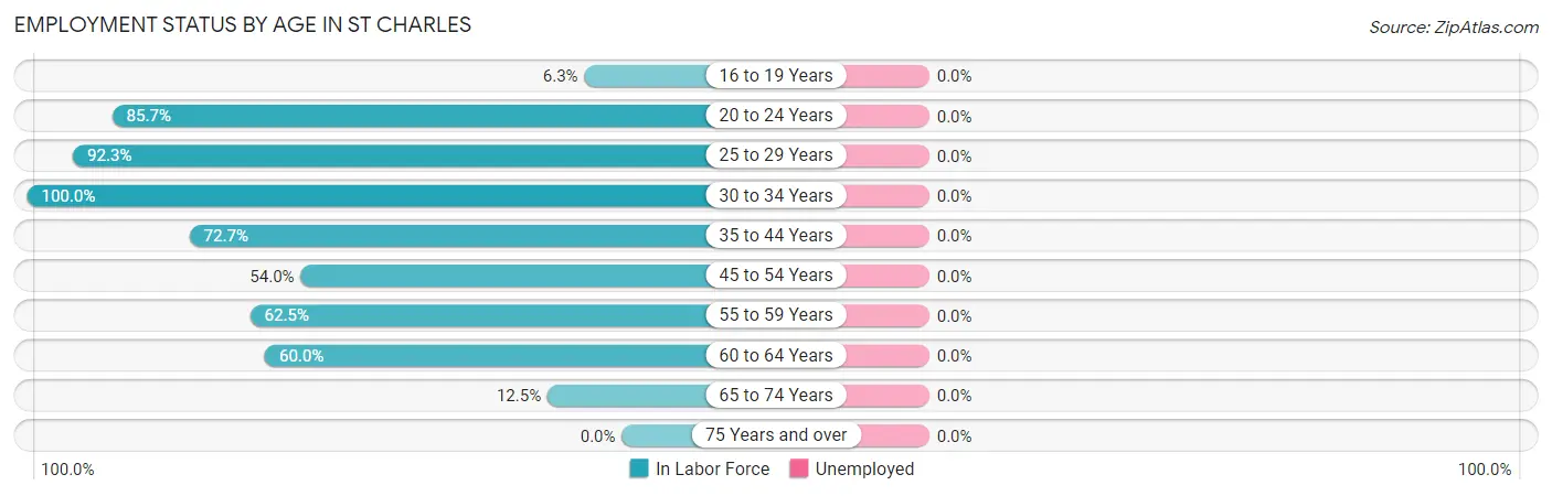 Employment Status by Age in St Charles