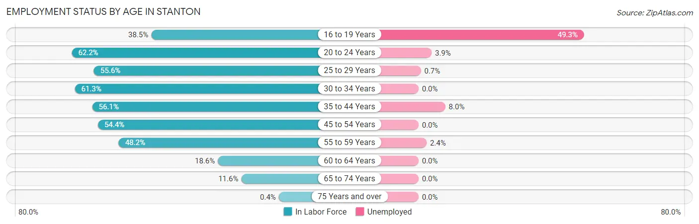 Employment Status by Age in Stanton