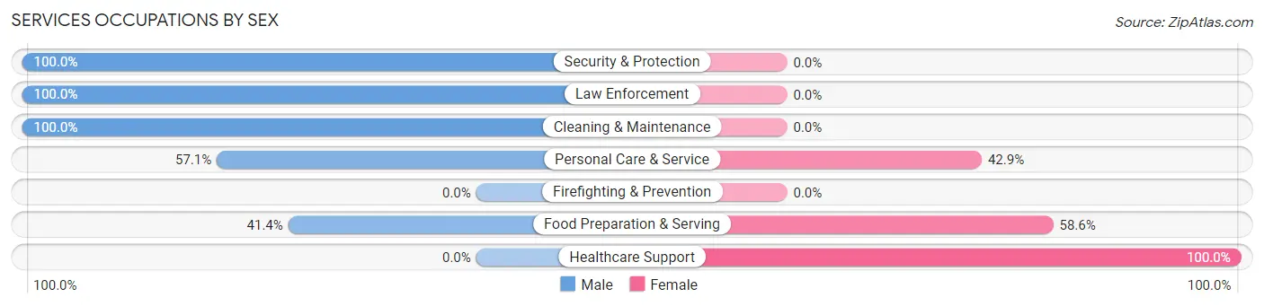 Services Occupations by Sex in Stanton