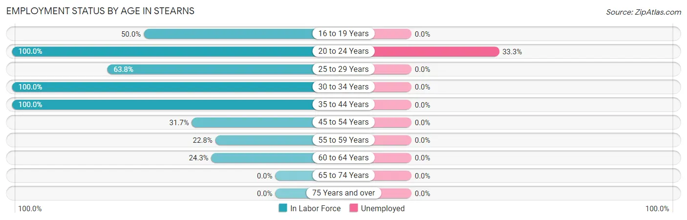 Employment Status by Age in Stearns