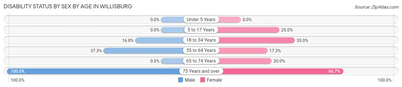 Disability Status by Sex by Age in Willisburg