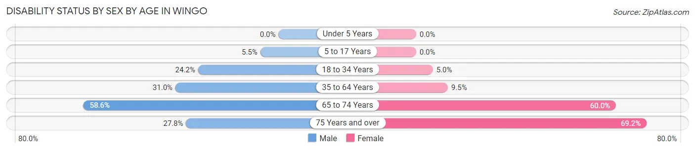 Disability Status by Sex by Age in Wingo