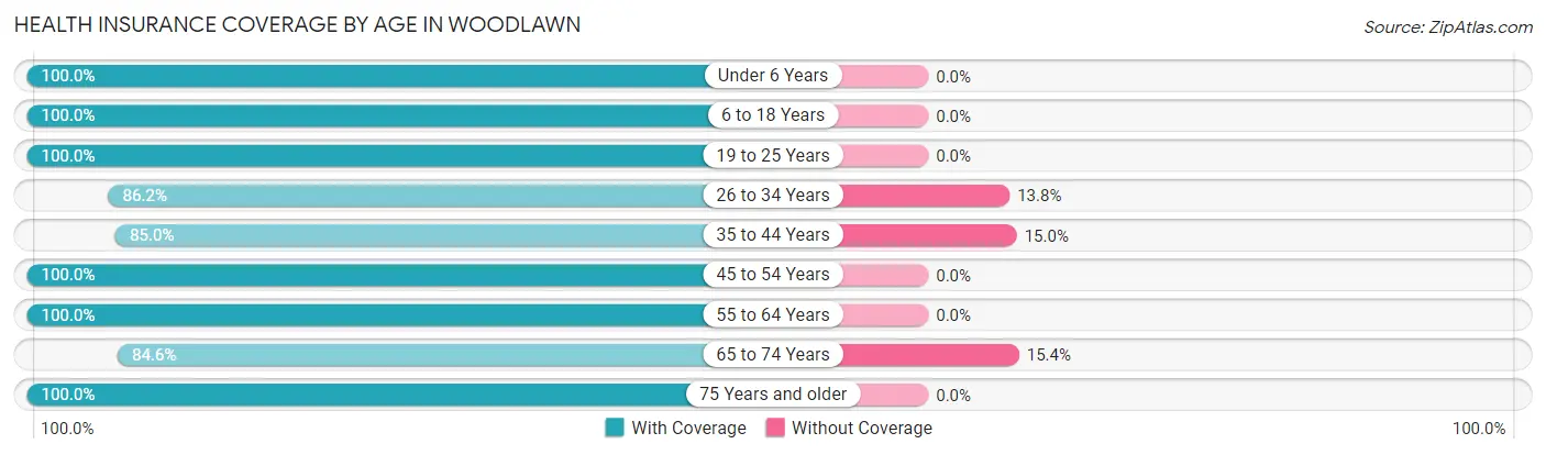 Health Insurance Coverage by Age in Woodlawn