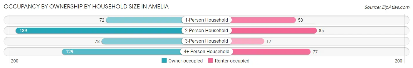 Occupancy by Ownership by Household Size in Amelia