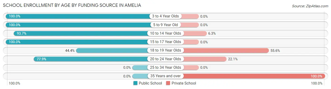 School Enrollment by Age by Funding Source in Amelia