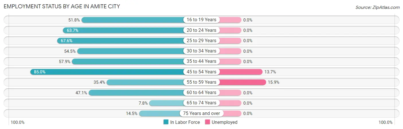 Employment Status by Age in Amite City