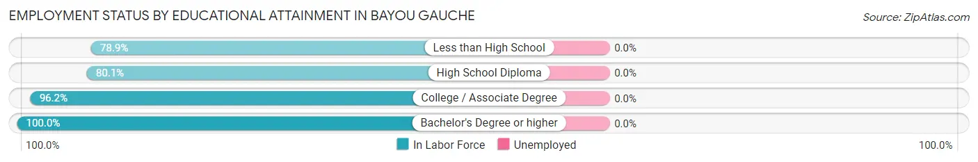 Employment Status by Educational Attainment in Bayou Gauche