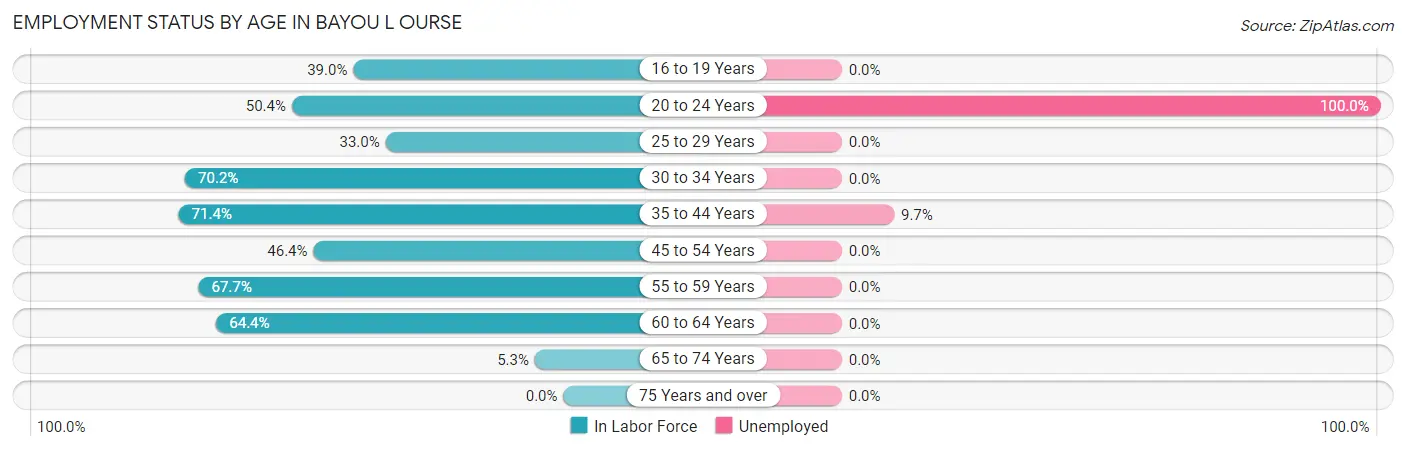 Employment Status by Age in Bayou L Ourse