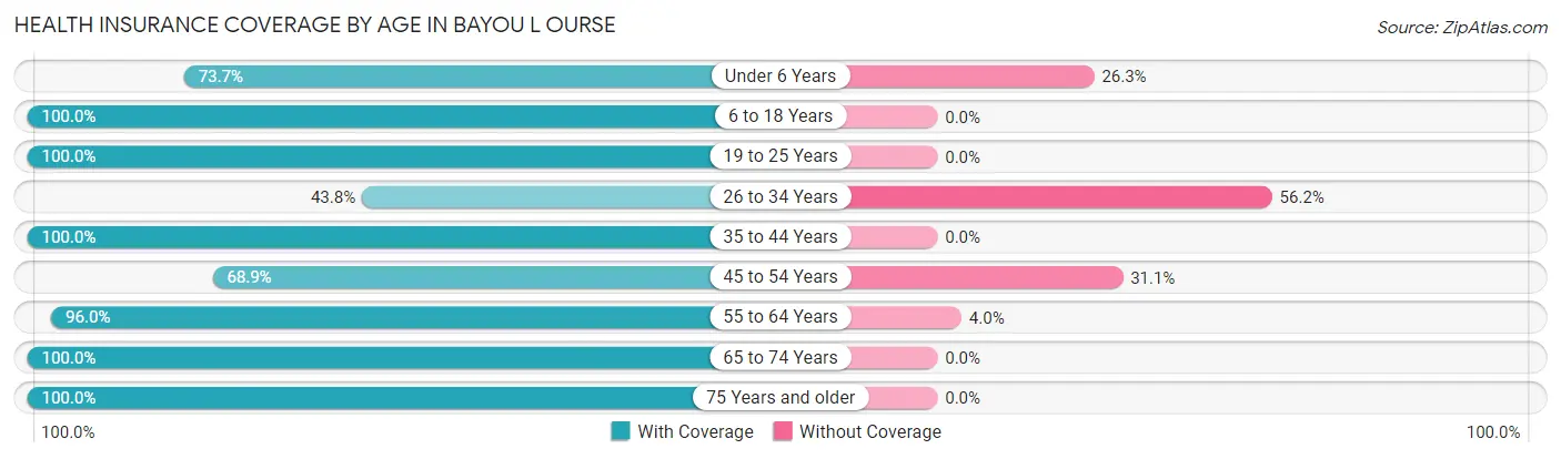 Health Insurance Coverage by Age in Bayou L Ourse