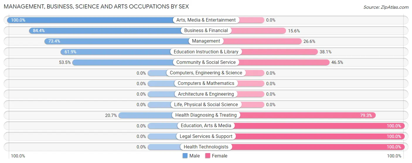 Management, Business, Science and Arts Occupations by Sex in Bayou Vista