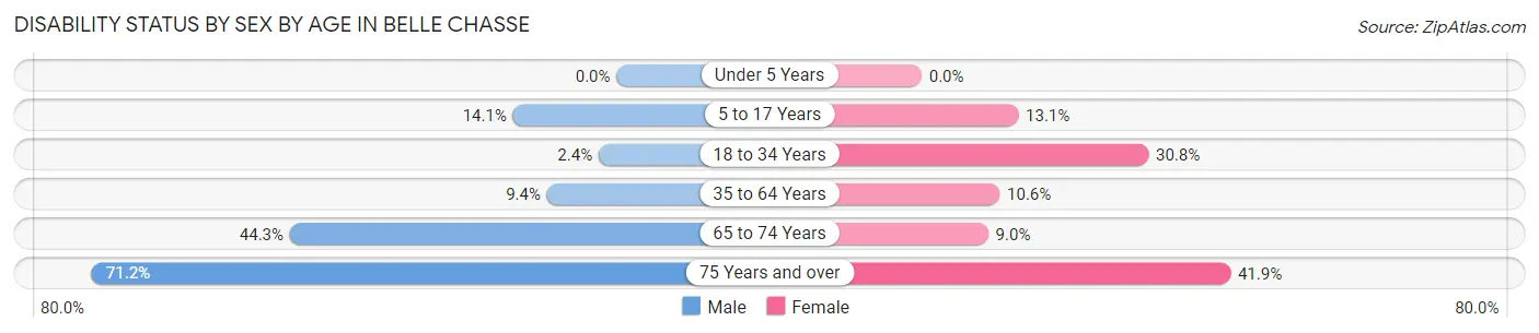 Disability Status by Sex by Age in Belle Chasse