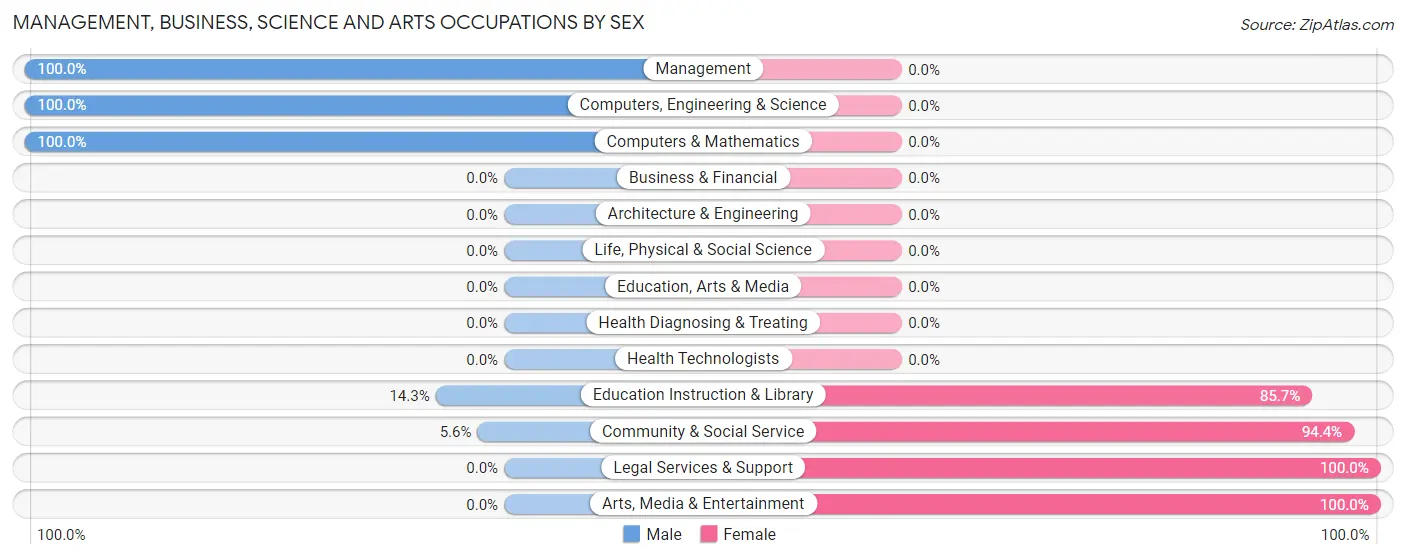 Management, Business, Science and Arts Occupations by Sex in Bienville