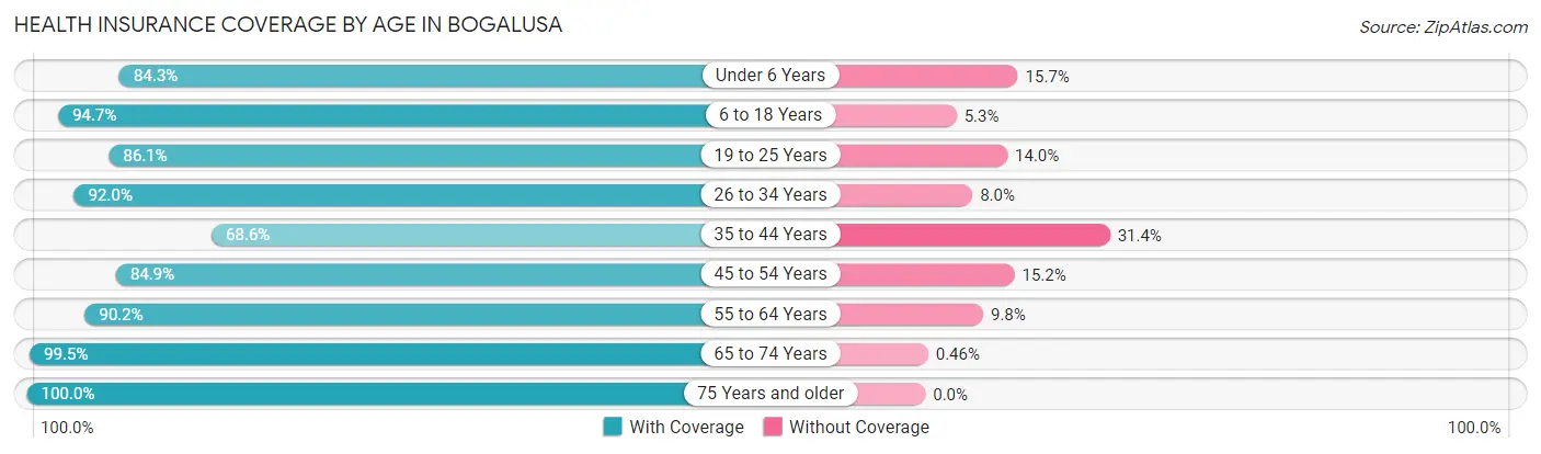 Health Insurance Coverage by Age in Bogalusa
