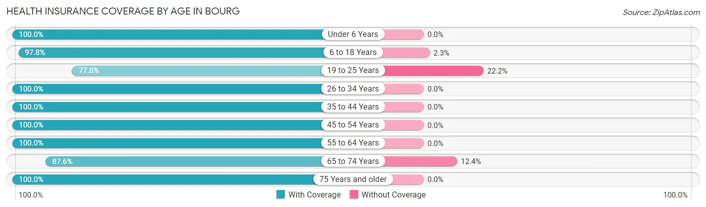Health Insurance Coverage by Age in Bourg