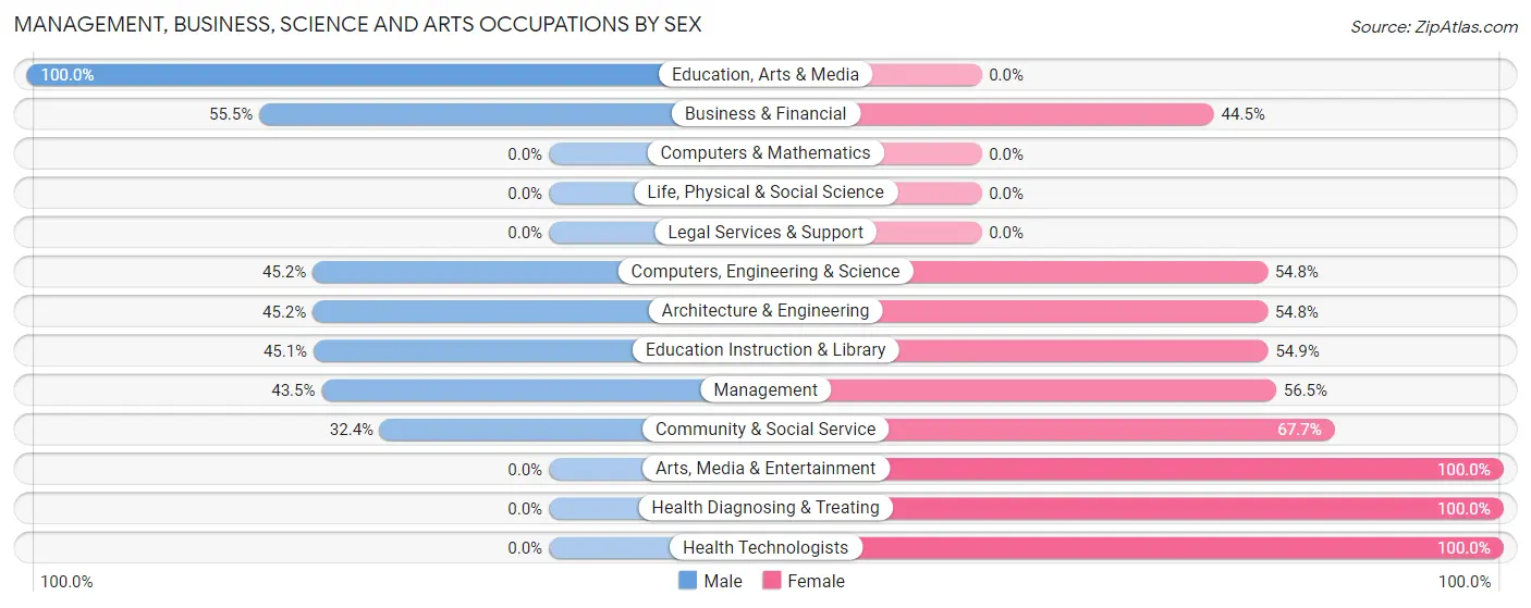 Management, Business, Science and Arts Occupations by Sex in Bourg