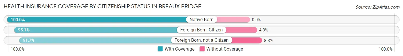 Health Insurance Coverage by Citizenship Status in Breaux Bridge