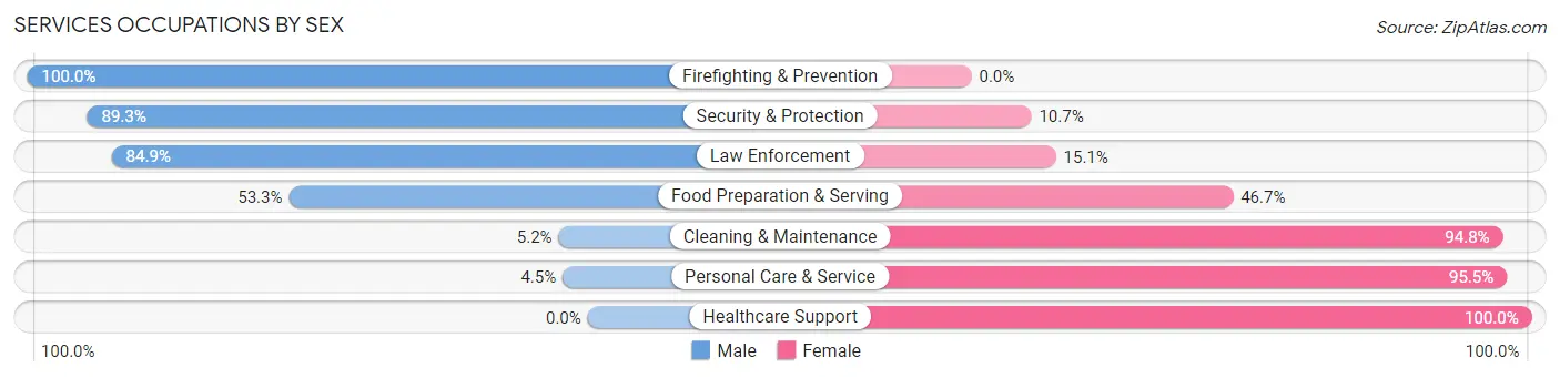 Services Occupations by Sex in Broussard