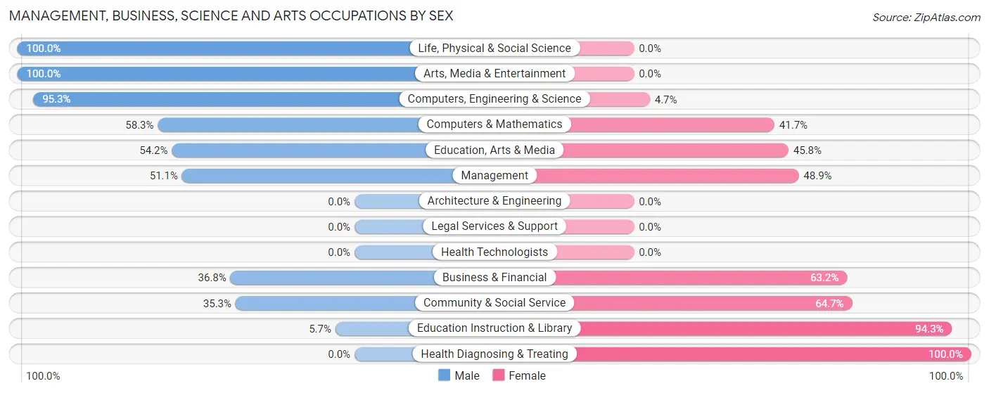 Management, Business, Science and Arts Occupations by Sex in Brownfields