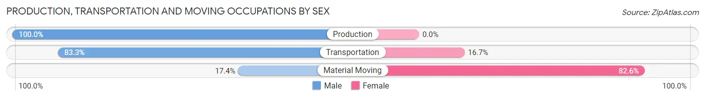 Production, Transportation and Moving Occupations by Sex in Brownfields