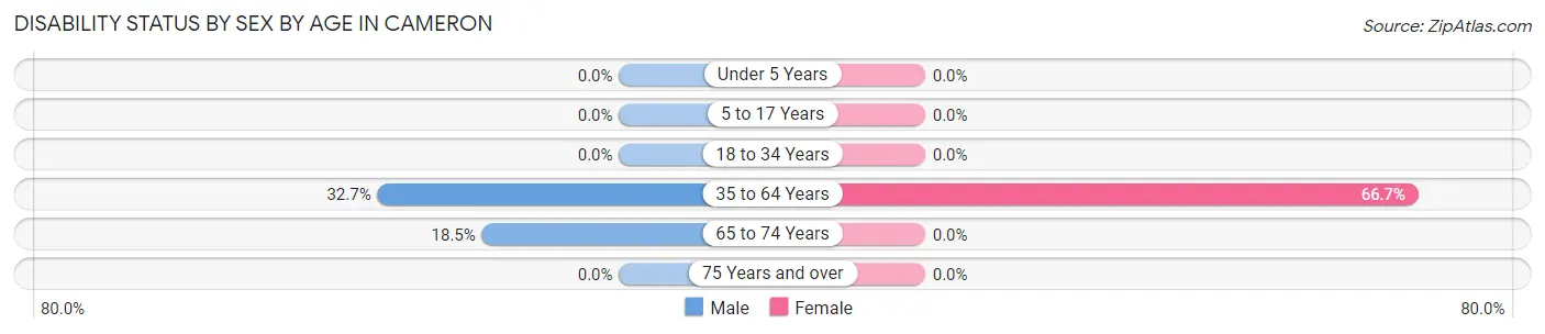 Disability Status by Sex by Age in Cameron