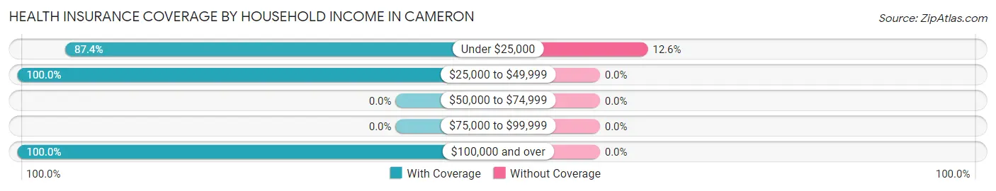 Health Insurance Coverage by Household Income in Cameron