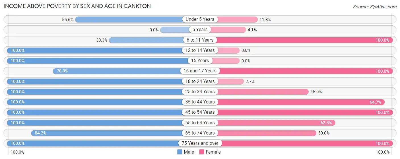 Income Above Poverty by Sex and Age in Cankton