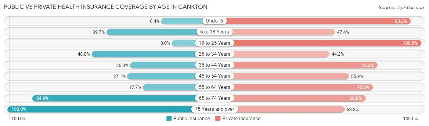 Public vs Private Health Insurance Coverage by Age in Cankton
