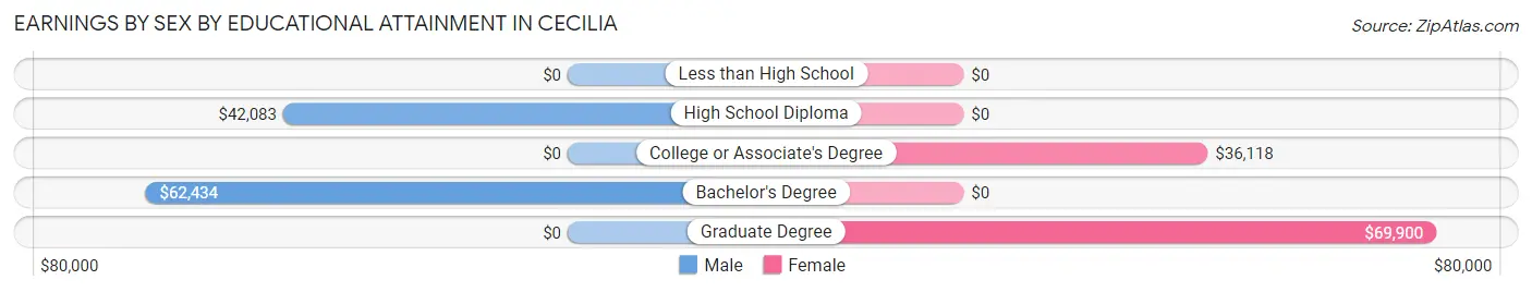 Earnings by Sex by Educational Attainment in Cecilia