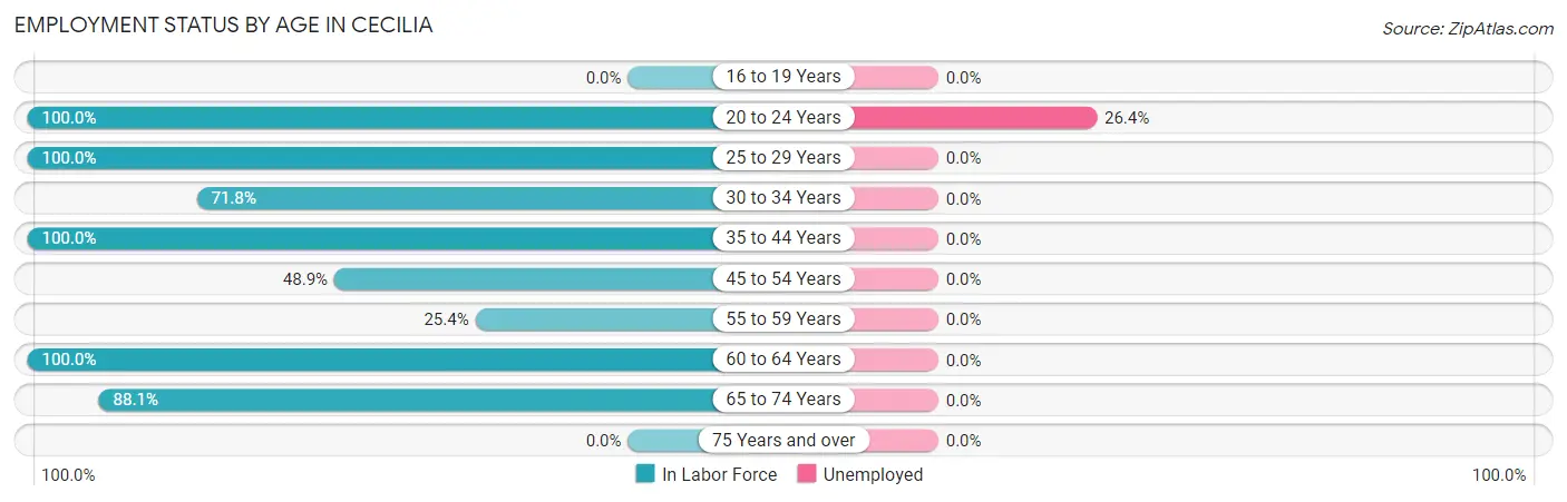 Employment Status by Age in Cecilia