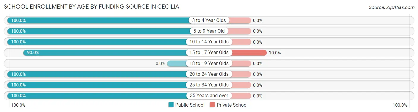 School Enrollment by Age by Funding Source in Cecilia