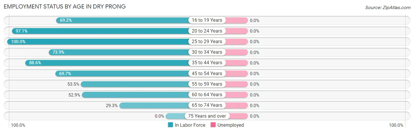 Employment Status by Age in Dry Prong