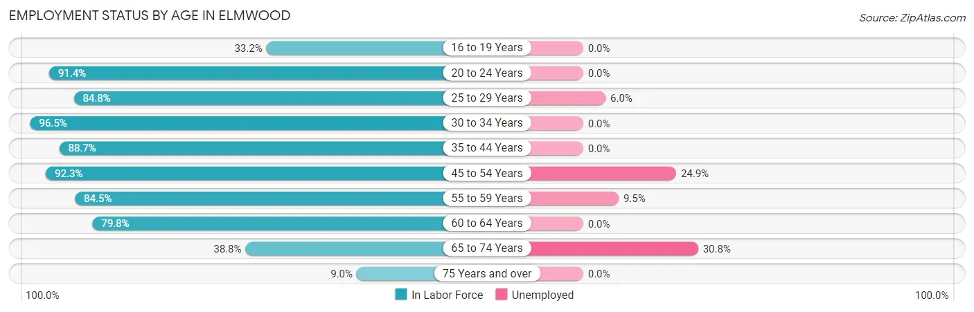 Employment Status by Age in Elmwood