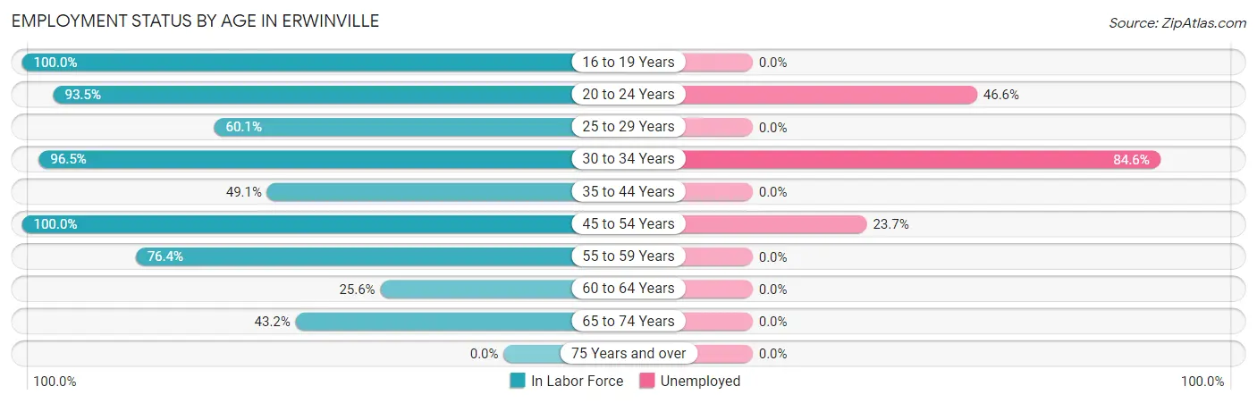Employment Status by Age in Erwinville