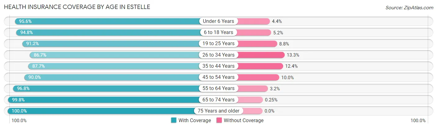 Health Insurance Coverage by Age in Estelle