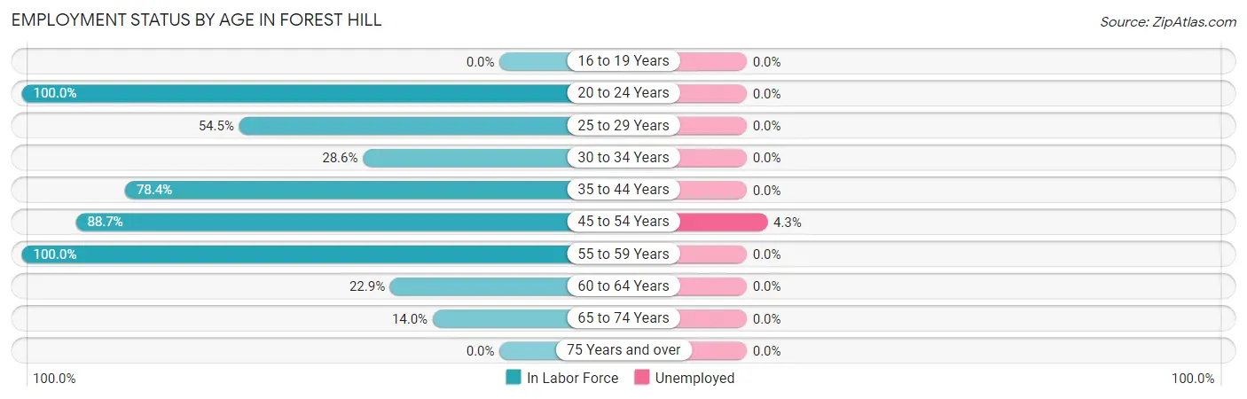 Employment Status by Age in Forest Hill