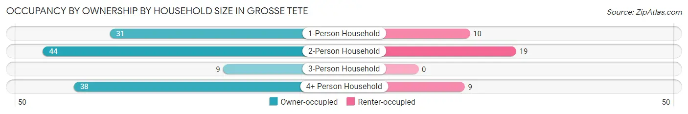 Occupancy by Ownership by Household Size in Grosse Tete