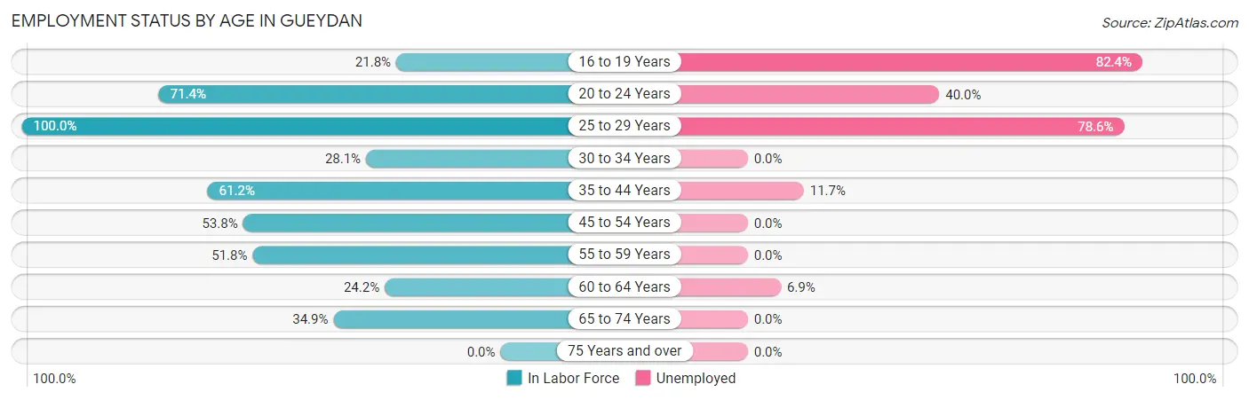 Employment Status by Age in Gueydan