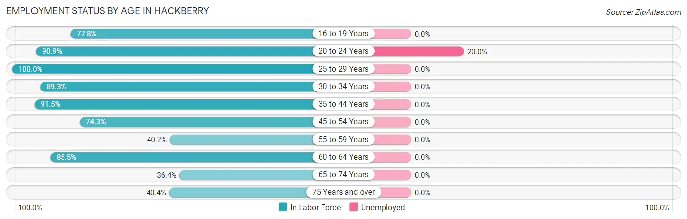 Employment Status by Age in Hackberry