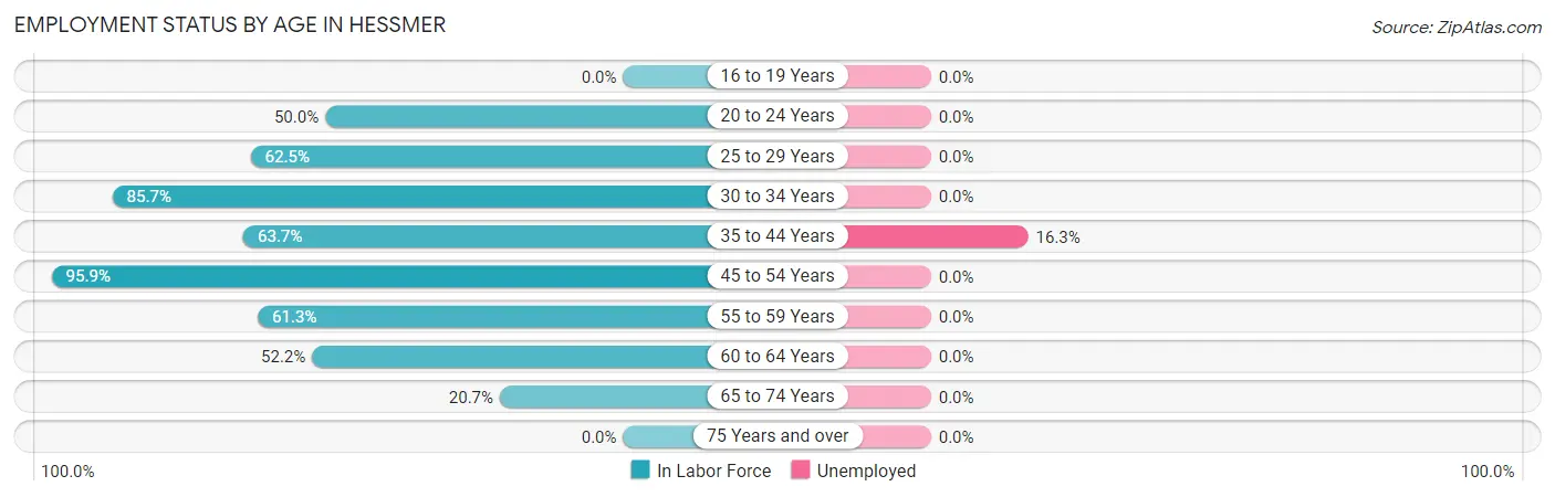 Employment Status by Age in Hessmer