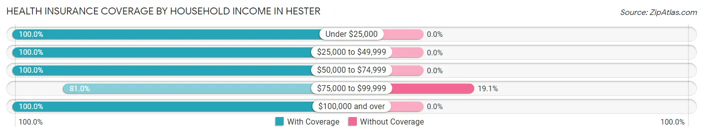 Health Insurance Coverage by Household Income in Hester