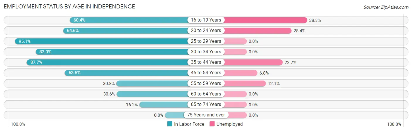 Employment Status by Age in Independence