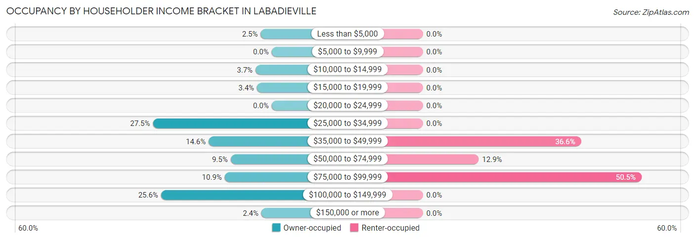 Occupancy by Householder Income Bracket in Labadieville