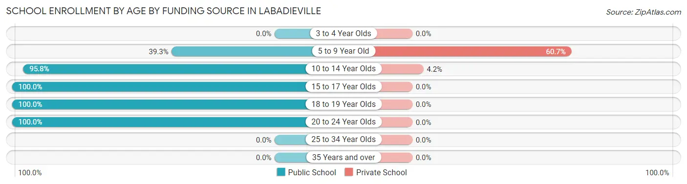 School Enrollment by Age by Funding Source in Labadieville