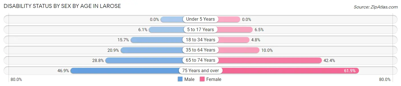 Disability Status by Sex by Age in Larose