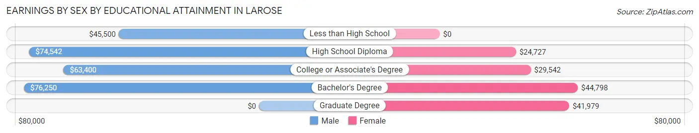 Earnings by Sex by Educational Attainment in Larose