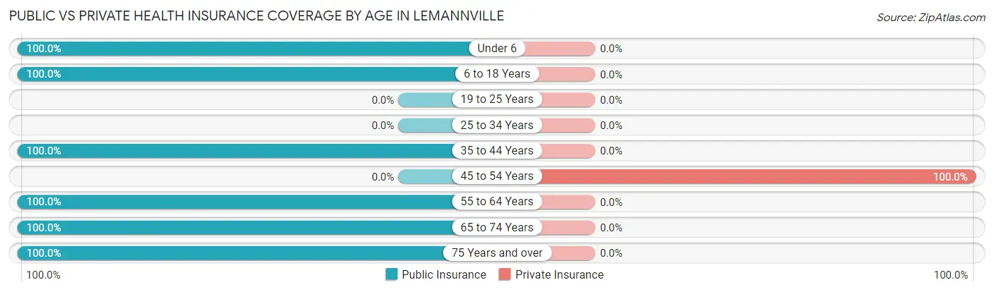 Public vs Private Health Insurance Coverage by Age in Lemannville