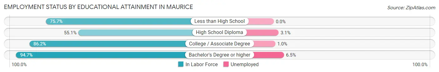 Employment Status by Educational Attainment in Maurice