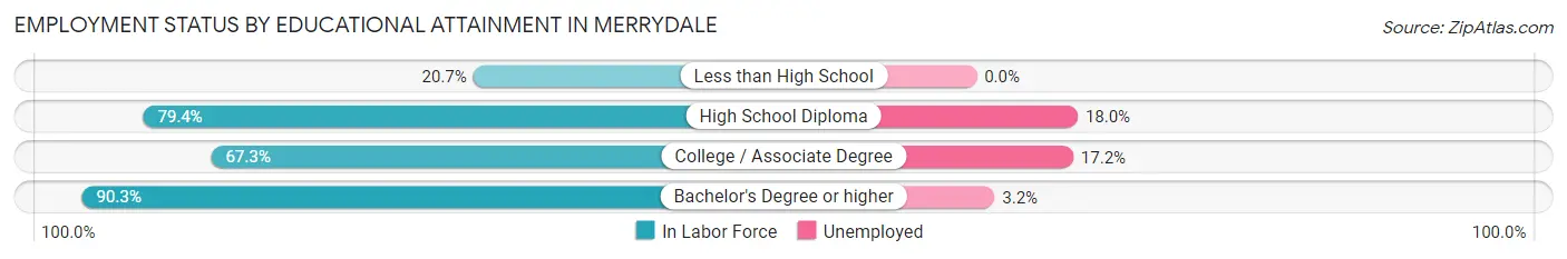 Employment Status by Educational Attainment in Merrydale