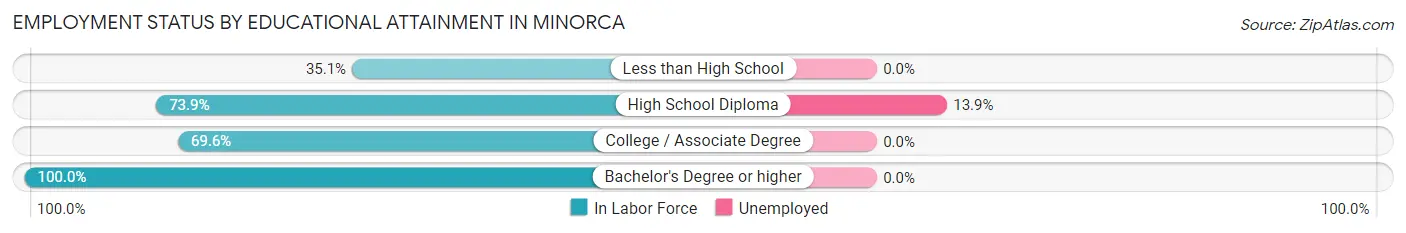 Employment Status by Educational Attainment in Minorca